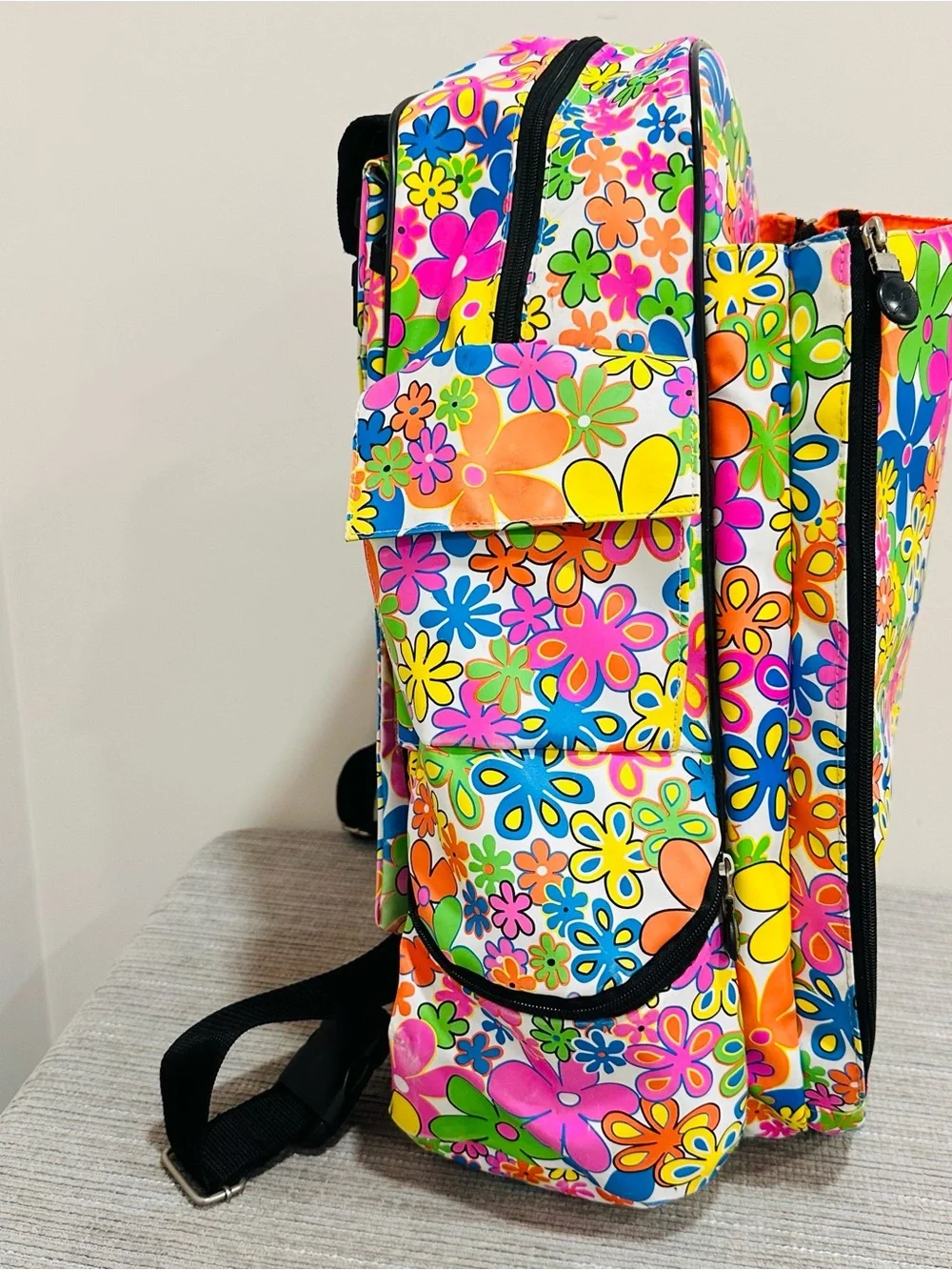 Jetpac Life Is Tennis Backpack Sling Bag 70s Neon Flower Power Lynne Tauchen